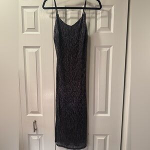 Geneva Metallic Silver and Black Maxi Dress